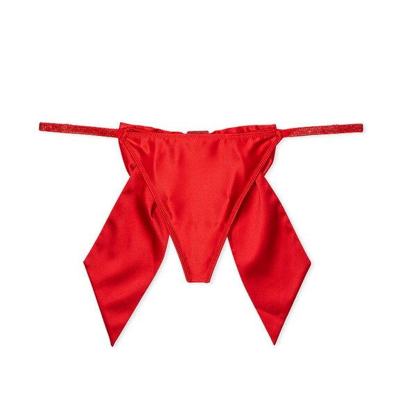 SMALL {Victoria's Secret} Red Satin {Bow} Thong - Picture 6 of 6